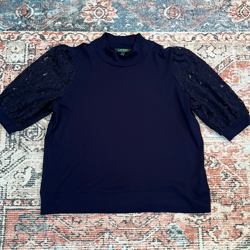 NWOT Ralph Lauren Lace Puff Sleeve Top